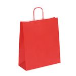 50 Sacs cadeau kraft - poignées torsadées - 35 cm x 13 cm x 40 cm - rouge