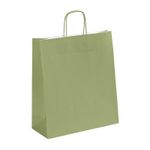 50 Sacs cadeau kraft - poignées torsadées - 35 cm x 13 cm x 40 cm - vert amande