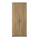 Armoire haute ITALIC - Corps anthracite - Dessus et portes imitation Chêne du bocage