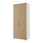 Armoire haute ITALIC - Corps blanc- Dessus et portes imitation Chêne