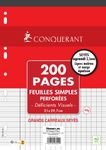 Conquérant - Feuilles Simples pour déficients visuels - 200 pages - A4 - Grands Carreaux (Seyès 2,5mm)