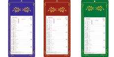 Plaque Skytos - mensuel 12 feuillets - 41,5 x 20 cm - 3 couleurs assorties - Oberthur