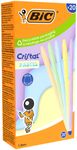 BIC - Boîte 20 Stylos Bille - Cristal - Corps Pastel Assortis - Encre Bleue - 1 mm