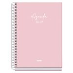 Agenda escolar espiral semana vista rosa Serenity 150 x 210 mm
