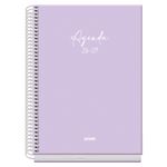 Agenda escolar espiral semana vista morado Serenity 150 x 210 mm