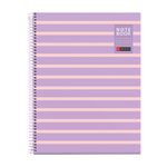 Miquelrius Notebook Between the lines - Cahier à spirale - A4 - 80 feuilles - petits carreaux (5x5 mm) - mauve