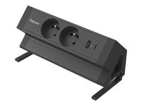 Fellowes Power Desk 2 - Coupe-circuit (montable sur pince) - connecteurs de sortie : 4 (2 x Type E, USB type A, USB-C) - 2 m cordon - noir