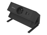 Fellowes Power Desk - Coupe-circuit (montable sur pince) - 30 watt - connecteurs de sortie : 1 (Type E, USB, USB-C) - 2 m cordon - noir