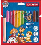 STABILO Cappi Pat' Patrouille - Feutre de coloriage - Étui carton de 12 + 1 lacet + 1 badge "Chase"