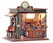 Graine Créative - Scène 3D Lumineuse en Bois Coffee Shop - À monter - Piles non incluses