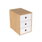 Mini Module de Classement - 3 Tiroirs - Blanc Bambou - 24 x 17 x 23,7 cm