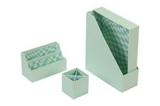 Set de 4 Organiseurs Vert PP - Pot à Stylos - Porte-Magazines - Porte-Lettres