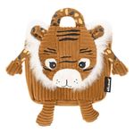 Les Déglingos Spéculos le Tigre - Sac à dos scolaire en velours côtelé - 1 compartiment - 24 x 20 x 6 cm - orange marron