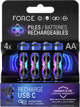 Force Power - 4 piles rechargeables USB-C - AA LR06