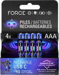 Force Power - 4 piles rechargeables USB-C - AAA LR03