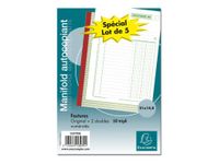 Exacompta - 5 Manifolds Carnets de factures - 50 tripli - 21 x 15 cm