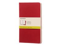Moleskine Cahier - Journal - reliure cousue - large - 130 x 210 mm - papier ivoire - uni - couverture rouge canneberge - carton (pack de 3)