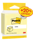 Post-it® Cube de Notes 76x76 mm – Jaune Canari – 450 dont 75 Feuilles Offertes – Papier 100% PEFC
