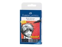 Faber-Castell PITT artist - Feutre pinceau à pointe souple - permanent - noir, gris froid III, gris chaud III, gris froid IV, gris chaud IV, gris froid VI - encre à l'eau (pack de 8)