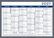 Calendrier LECAS -2 Couleurs- 17,5x13,5 - 1 année sur 2 faces