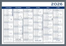 Calendrier LECAS -2 Couleurs- 17,5x13,5 - 1 année sur 2 faces