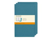 Moleskine Cahier - Journal - reliure cousue - large - 130 x 210 mm - papier ivoire - ligné - brisk blue cover - carton (pack de 3)