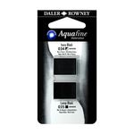 Daler-Rowney Aquafine - Ensemble de peinture - 2 parties - aquarelle - 2 couleurs - noir ivoire, noir lampe - demi-plateau