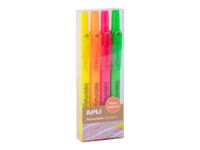 Apli Agipa - Pack de 4 surligneurs fluos rétractables - couleurs assorties