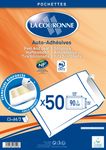 La Couronne - 50 Pochettes Enveloppes C5 162 x 229 mm - 90 gr - sans fenêtre - blanc - bande auto-adhésive