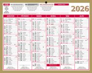 Calendrier bancaire année civile BOUCHUT "Lunor" 21 x 26,5 cm coloris or Pefc 70 %