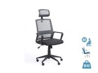 Fauteuil de bureau LIBERTY 02 - accoudoirs fixes - appui-tête réglable - noir et gris