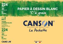 Canson C à grain - Pochette papier à dessin - 10 feuilles - A3 - 224 gr - blanc