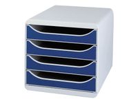 Exacompta BigBox - Module de classement 4 tiroirs - gris/bleu
