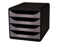 Exacompta BigBox - Module de classement 4 tiroirs - noir/argent