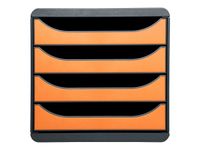 Exacompta BigBox - Module de classement 4 tiroirs - gris/orange