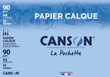 Canson - Pochette papier à dessin calque - 12 feuilles - A4 - 90G