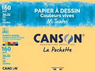 Canson - Pochette papier à dessin couleur - 12 feuilles - 24 x32 cm - 160 gr - mi-teintes vives