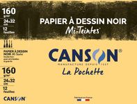 Canson - Pochette papier à dessin - 12 feuilles - 24 x 32 cm - 160 gr - noir