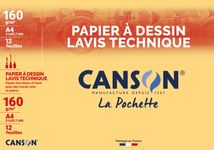 Canson - Pochette papier à dessin - 12 feuilles - A4 - 160 gr - blanc