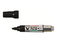 Pilot V SUPER COLOR - Marqueur permanent rechargeable - pointe biseau - noir