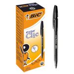 BIC Cristal Clic - 20 Stylos à bille - noir - 1 mm - rétractable