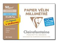 Clairefontaine - Pochette papier millimétré - 15 feuilles - A4 - 90 gr