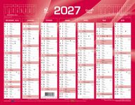 Quo Vadis - Calendrier mural - Français - Classic - Rouge - 14 mois de décembre à janvier - 27x21 cm - Papier Clairefontaine blanc - Fabrication française