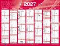 Quo Vadis - Calendrier mural - Français - Classic - Rouge - 14 mois de décembre à janvier - 43x33,5 cm - Papier Clairefontaine blanc - Fabrication française