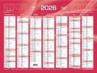Quo Vadis - Calendrier bancaire 7 mois par face - 40,5 x 55 cm - rouge