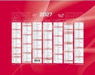 Quo Vadis - Calendrier mural - Français - Classic - Rouge - 14 mois de décembre à janvier - 18x13,5 cm - Papier Clairefontaine blanc - Fabrication française