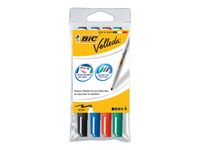 BIC VELLEDA 1741 - 4 Marqueurs - effaçables - pour tableau blanc - noir, rouge, bleu, vert - 1.4 mm