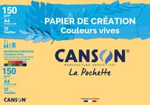Canson Création - Pochette papier à dessin - 12 feuilles - A4 - 150 gr - couleurs vives