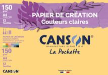 Canson Création - Pochette papier à dessin - 12 feuilles - A4 - 150 gr - couleurs claires