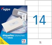 Apli Agipa - 1400 Étiquettes adhésives blanches multi-usages - 105 x 42,4 mm - coins droits - réf 101046